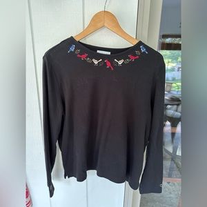 Embroidered Bird Long Sleeve